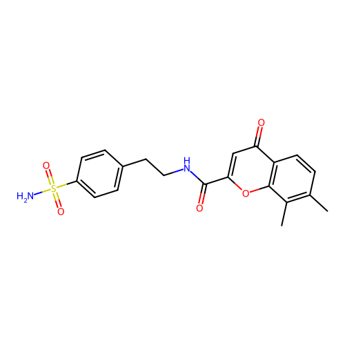 N-{2-[4-(aminosulfonyl)phenyl]ethyl}-7,8-dimethyl-4-oxo-4H-chromene-2-carboxamide structure