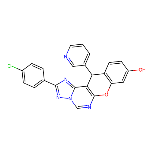 2-(4-chlorophenyl)-12-(3-pyridinyl)-12H-chromeno[3,2-e][1,2,4]triazolo[1,5-c]pyrimidin-9-ol structure