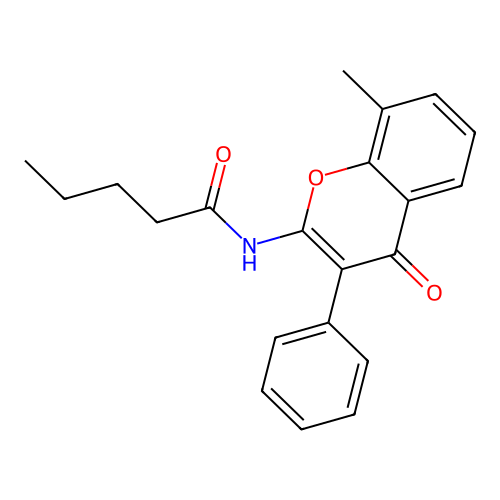 N-(8-methyl-4-oxo-3-phenyl-4H-chromen-2-yl)pentanamide structure