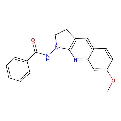 N-(7-methoxy-2,3-dihydro-1H-pyrrolo[2,3-b]quinolin-1-yl)benzamide structure