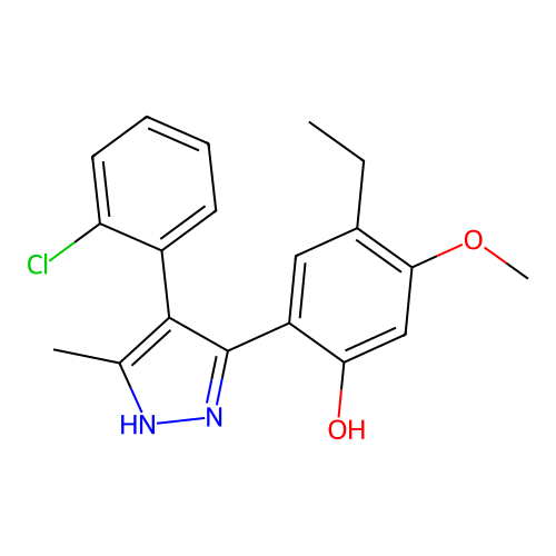 2-[4-(2-chlorophenyl)-5-methyl-1H-pyrazol-3-yl]-4-ethyl-5-methoxyphenol structure