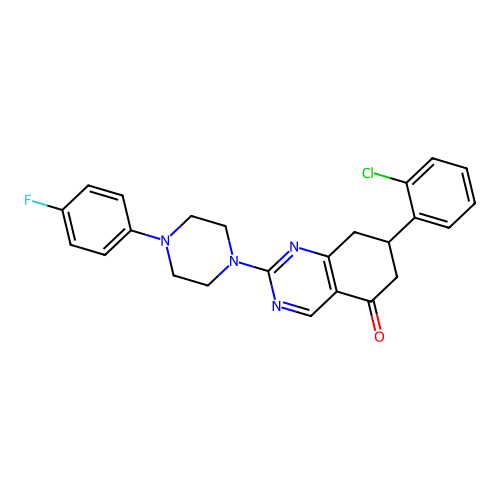 7-(2-chlorophenyl)-2-[4-(4-fluorophenyl)piperazin-1-yl]-7,8-dihydroquinazolin-5(6H)-one structure