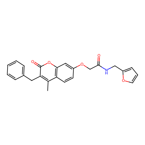 2-((3-benzyl-4-methyl-2-oxo-2H-chromen-7-yl)oxy)-N-(furan-2-ylmethyl)acetamide structure