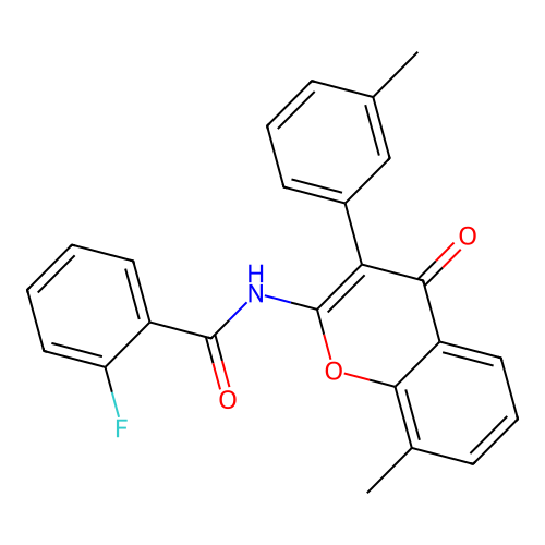 2-fluoro-N-(8-methyl-4-oxo-3-(m-tolyl)-4H-chromen-2-yl)benzamide structure