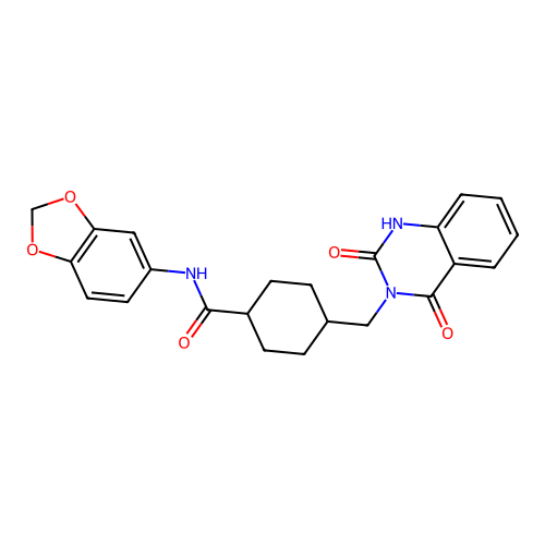 N-(benzo[d][1,3]dioxol-5-yl)-4-((2,4-dioxo-1,2-dihydroquinazolin-3(4H)-yl)methyl)cyclohexanecarboxamide structure