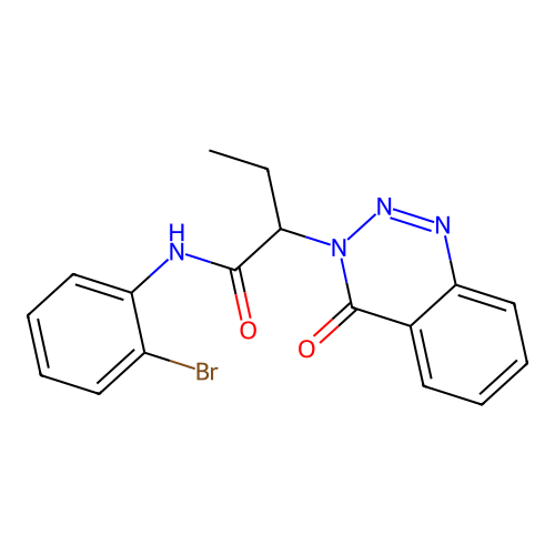 N-(2-bromophenyl)-2-(4-oxo-1,2,3-benzotriazin-3(4H)-yl)butanamide structure