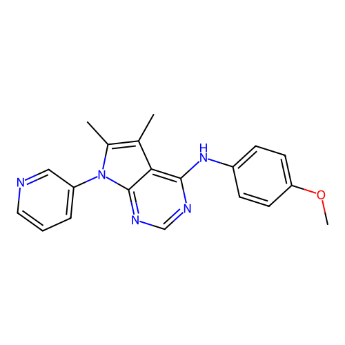 N-(4-methoxyphenyl)-5,6-dimethyl-7-(pyridin-3-yl)-7H-pyrrolo[2,3-d]pyrimidin-4-amine structure