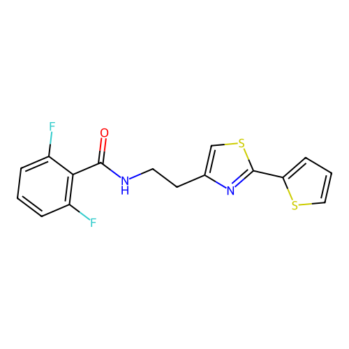 2,6-difluoro-N-{2-[2-(thiophen-2-yl)-1,3-thiazol-4-yl]ethyl}benzamide structure