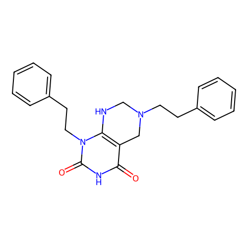 1,6-diphenethyl-5,6,7,8-tetrahydropyrimido[4,5-d]pyrimidine-2,4(1H,3H)-dione structure