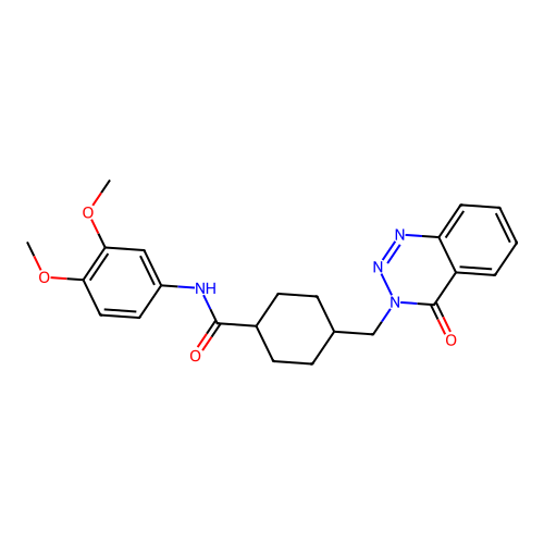 N-(3,4-dimethoxyphenyl)-4-((4-oxobenzo[d][1,2,3]triazin-3(4H)-yl)methyl)cyclohexanecarboxamide structure