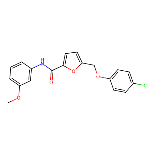 5-[(4-chlorophenoxy)methyl]-N-(3-methoxyphenyl)furan-2-carboxamide structure