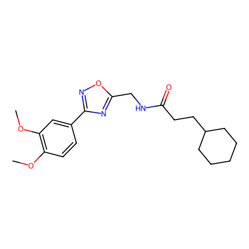 3-cyclohexyl-N-[[3-(3,4-dimethoxyphenyl)-1,2,4-oxadiazol-5-yl]methyl]propanamide structure