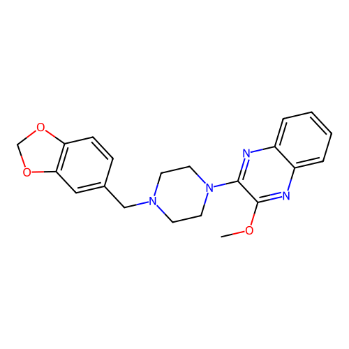 2-(4-(Benzo[d][1,3]dioxol-5-ylmethyl)piperazin-1-yl)-3-methoxyquinoxaline structure