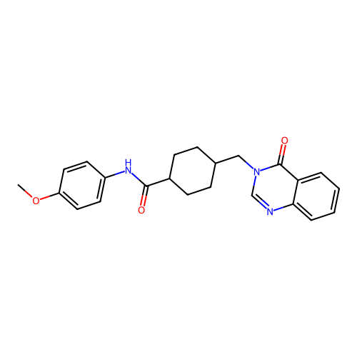 N-(4-methoxyphenyl)-4-((4-oxoquinazolin-3(4H)-yl)methyl)cyclohexanecarboxamide structure