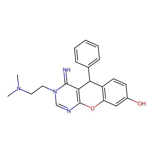 3-(2-(dimethylamino)ethyl)-4-imino-5-phenyl-4,5-dihydro-3H-chromeno[2,3-d]pyrimidin-8-ol structure