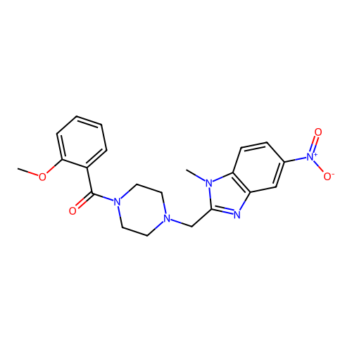 (2-methoxyphenyl)-[4-[(1-methyl-5-nitrobenzimidazol-2-yl)methyl]piperazin-1-yl]methanone structure
