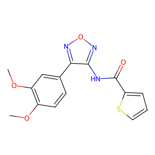 N-[4-(3,4-dimethoxyphenyl)-1,2,5-oxadiazol-3-yl]thiophene-2-carboxamide structure