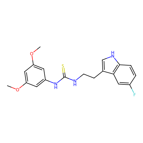 1-(3,5-dimethoxyphenyl)-3-[2-(5-fluoro-1H-indol-3-yl)ethyl]thiourea structure