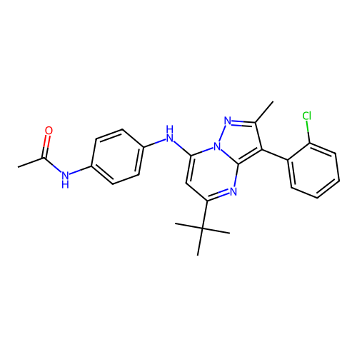 N-(4-{[5-tert-butyl-3-(2-chlorophenyl)-2-methylpyrazolo[1,5-a]pyrimidin-7-yl]amino}phenyl)acetamide structure