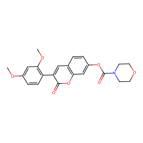 3-(2,4-dimethoxyphenyl)-2-oxo-2H-chromen-7-yl morpholine-4-carboxylate structure