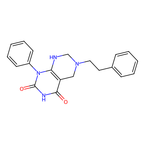 6-phenethyl-1-phenyl-7,8-dihydro-5H-pyrimido[4,5-d]pyrimidine-2,4-dione structure