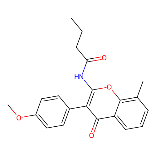 N-[3-(4-methoxyphenyl)-8-methyl-4-oxo-4H-chromen-2-yl]butanamide structure