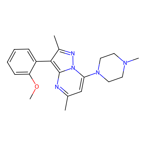 3-(2-methoxyphenyl)-2,5-dimethyl-7-(4-methylpiperazin-1-yl)pyrazolo[1,5-a]pyrimidine structure