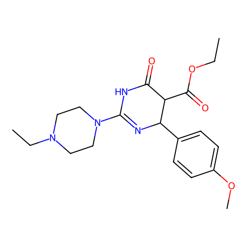 ethyl 2-(4-ethylpiperazin-1-yl)-6-(4-methoxyphenyl)-4-oxo-1,4,5,6-tetrahydropyrimidine-5-carboxylate structure