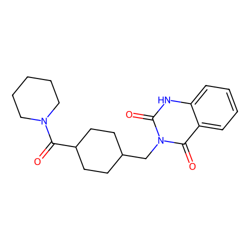 2-hydroxy-3-{[4-(piperidin-1-ylcarbonyl)cyclohexyl]methyl}quinazolin-4(3H)-one structure