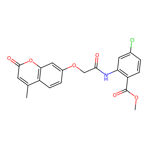 methyl 4-chloro-2-({[(4-methyl-2-oxo-2H-chromen-7-yl)oxy]acetyl}amino)benzoate structure