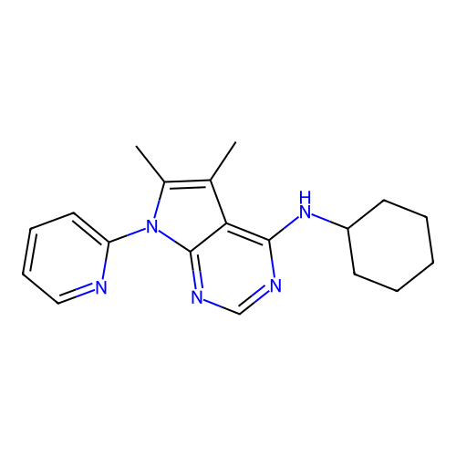 N-cyclohexyl-5,6-dimethyl-7-(pyridin-2-yl)-7H-pyrrolo[2,3-d]pyrimidin-4-amine structure