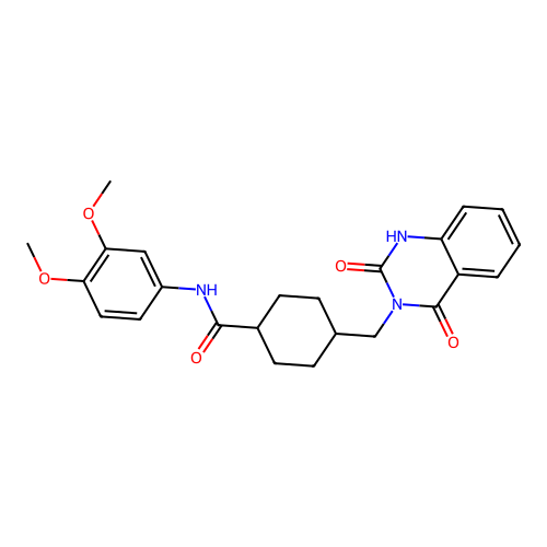 N-(3,4-dimethoxyphenyl)-4-[(2,4-dioxo-1H-quinazolin-3-yl)methyl]cyclohexane-1-carboxamide structure