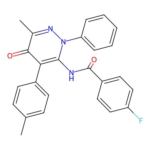 4-fluoro-N-(6-methyl-5-oxo-2-phenyl-4-(p-tolyl)-2,5-dihydropyridazin-3-yl)benzamide structure