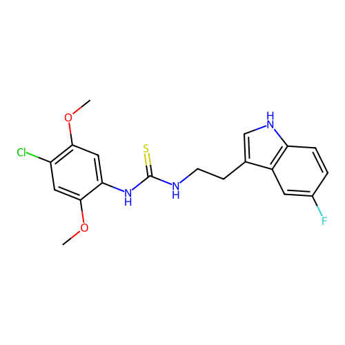 1-(4-chloro-2,5-dimethoxyphenyl)-3-[2-(5-fluoro-1H-indol-3-yl)ethyl]thiourea structure