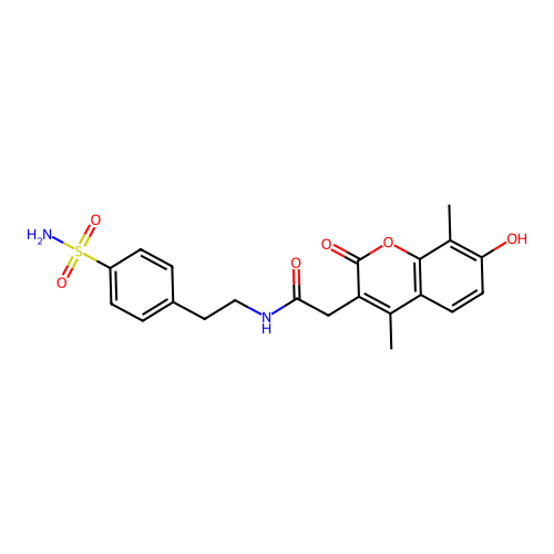2-(7-hydroxy-4,8-dimethyl-2-oxo-2H-chromen-3-yl)-N-(4-sulfamoylphenethyl)acetamide structure