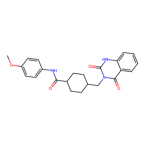 4-[(2,4-dioxo-1H-quinazolin-3-yl)methyl]-N-(4-methoxyphenyl)cyclohexane-1-carboxamide structure