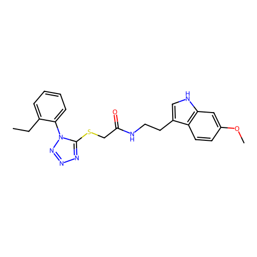 2-[1-(2-ethylphenyl)tetrazol-5-yl]sulfanyl-N-[2-(6-methoxy-1H-indol-3-yl)ethyl]acetamide structure