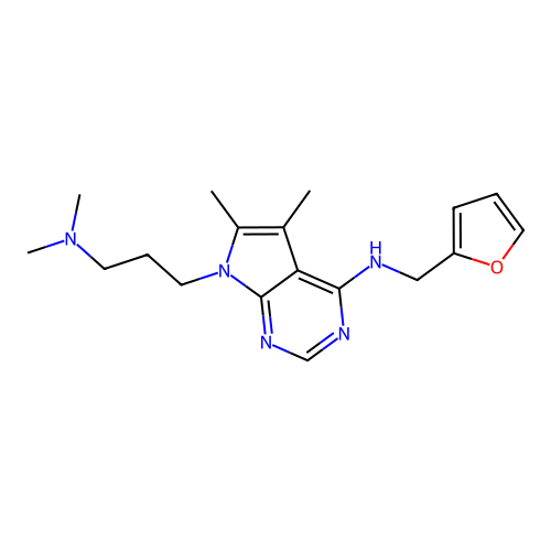 7-[3-(dimethylamino)propyl]-N-(furan-2-ylmethyl)-5,6-dimethylpyrrolo[2,3-d]pyrimidin-4-amine structure