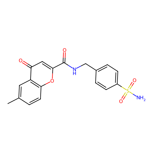 6-methyl-4-oxo-N-(4-sulfamoylbenzyl)-4H-chromene-2-carboxamide structure