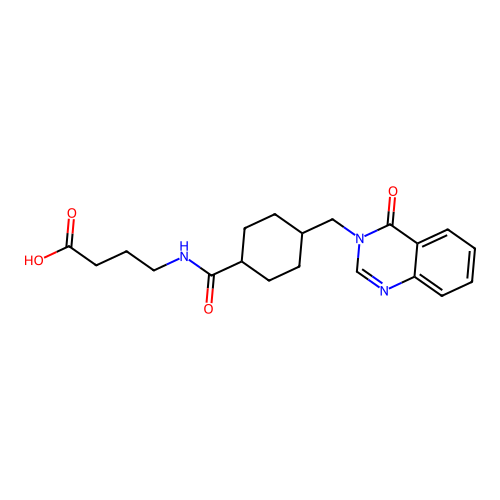 4-[({4-[(4-oxoquinazolin-3(4H)-yl)methyl]cyclohexyl}carbonyl)amino]butanoic acid structure