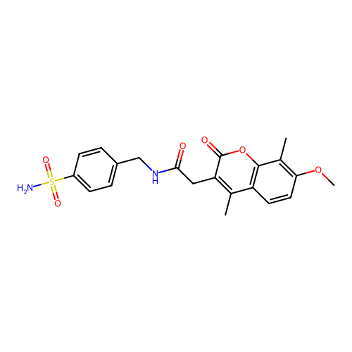 2-(7-methoxy-4,8-dimethyl-2-oxo-2H-chromen-3-yl)-N-(4-sulfamoylbenzyl)acetamide structure