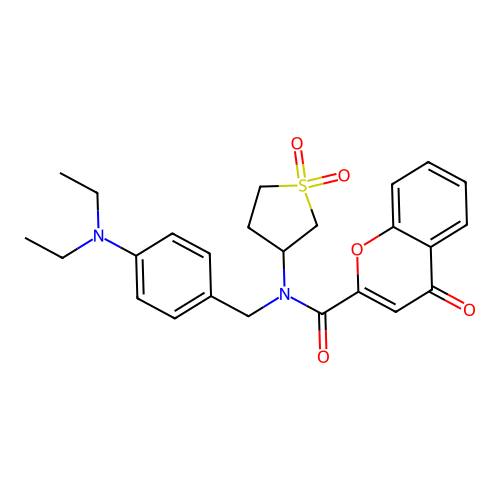 N-[[4-(diethylamino)phenyl]methyl]-N-(1,1-dioxothiolan-3-yl)-4-oxochromene-2-carboxamide structure