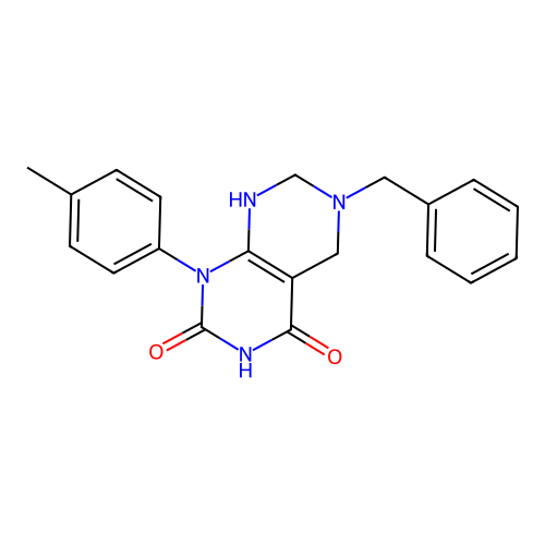 6-benzyl-1-(p-tolyl)-5,6,7,8-tetrahydropyrimido[4,5-d]pyrimidine-2,4(1H,3H)-dione structure