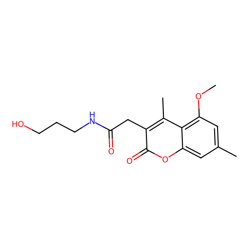 N-(3-hydroxypropyl)-2-(5-methoxy-4,7-dimethyl-2-oxo-2H-chromen-3-yl)acetamide structure
