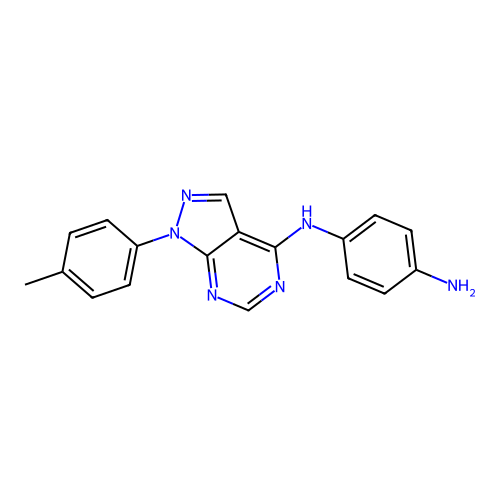 N-[1-(4-methylphenyl)-1H-pyrazolo[3,4-d]pyrimidin-4-yl]benzene-1,4-diamine structure