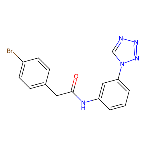 2-(4-bromophenyl)-N-[3-(1H-tetrazol-1-yl)phenyl]acetamide structure