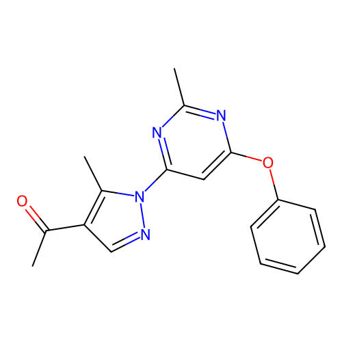 1-(5-methyl-1-(2-methyl-6-phenoxypyrimidin-4-yl)-1H-pyrazol-4-yl)ethanone structure