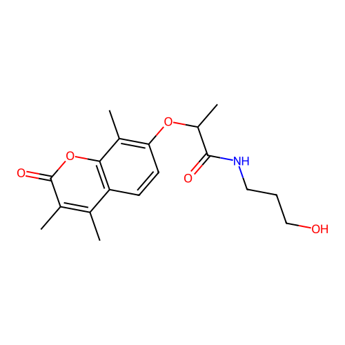 N-(3-hydroxypropyl)-2-((3,4,8-trimethyl-2-oxo-2H-chromen-7-yl)oxy)propanamide structure