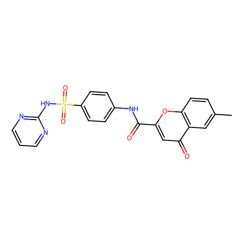6-methyl-4-oxo-N-[4-(pyrimidin-2-ylsulfamoyl)phenyl]-4H-chromene-2-carboxamide structure
