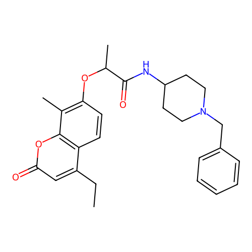 N-(1-benzyl-4-piperidyl)-2-(4-ethyl-8-methyl-2-oxo-chromen-7-yl)oxy-propanamide structure